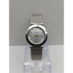 Skagen Denmark 107SGSC Womens Stainless Milanese Quartz Watch Silver New Battery